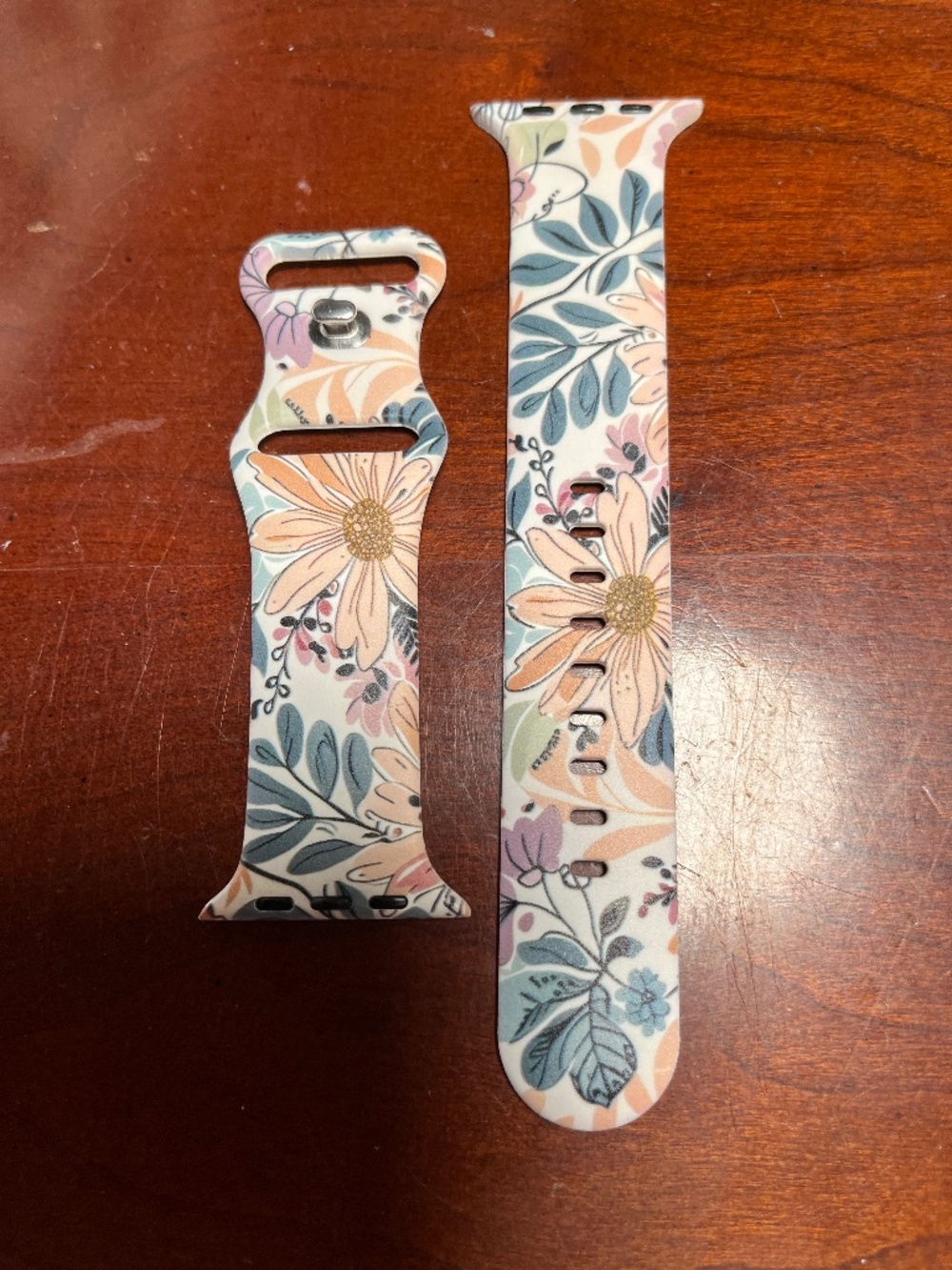 NWT Watchband for Apple Watch -Cream, Green and Pink with flowers. (large wrist)